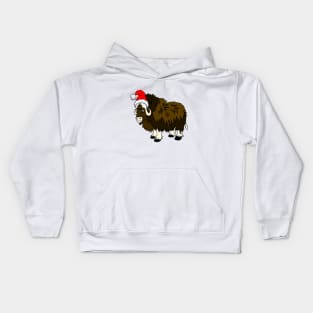 Christmas Santa Muskox Kids Hoodie